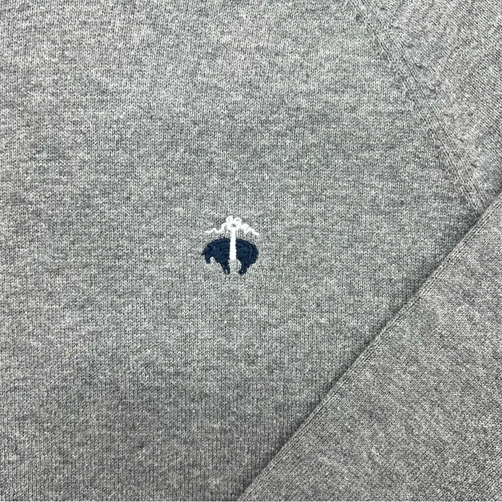 Brooks Brothers Men's XL Grey Cotton Crew Neck Sweater Embroidered Golden Fleece